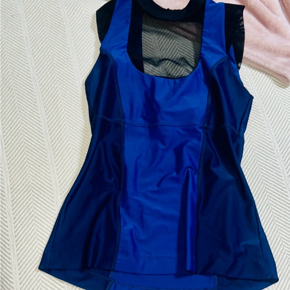 M| Crowned 👑 Athletics | Women's Navy Blue sheer Sleeveless Top